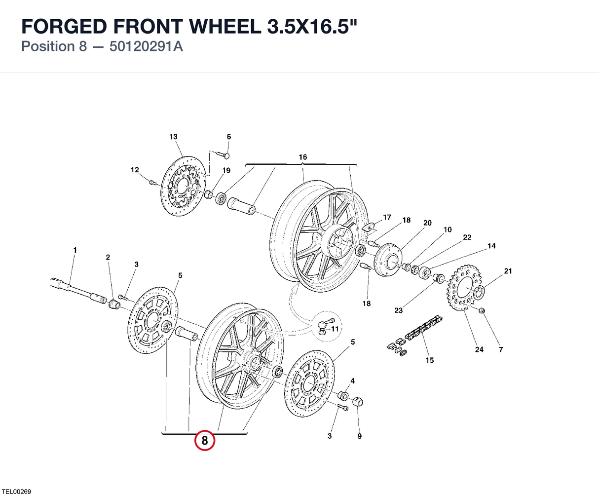 FORGED FRONT WHEEL 3.5X16.5"