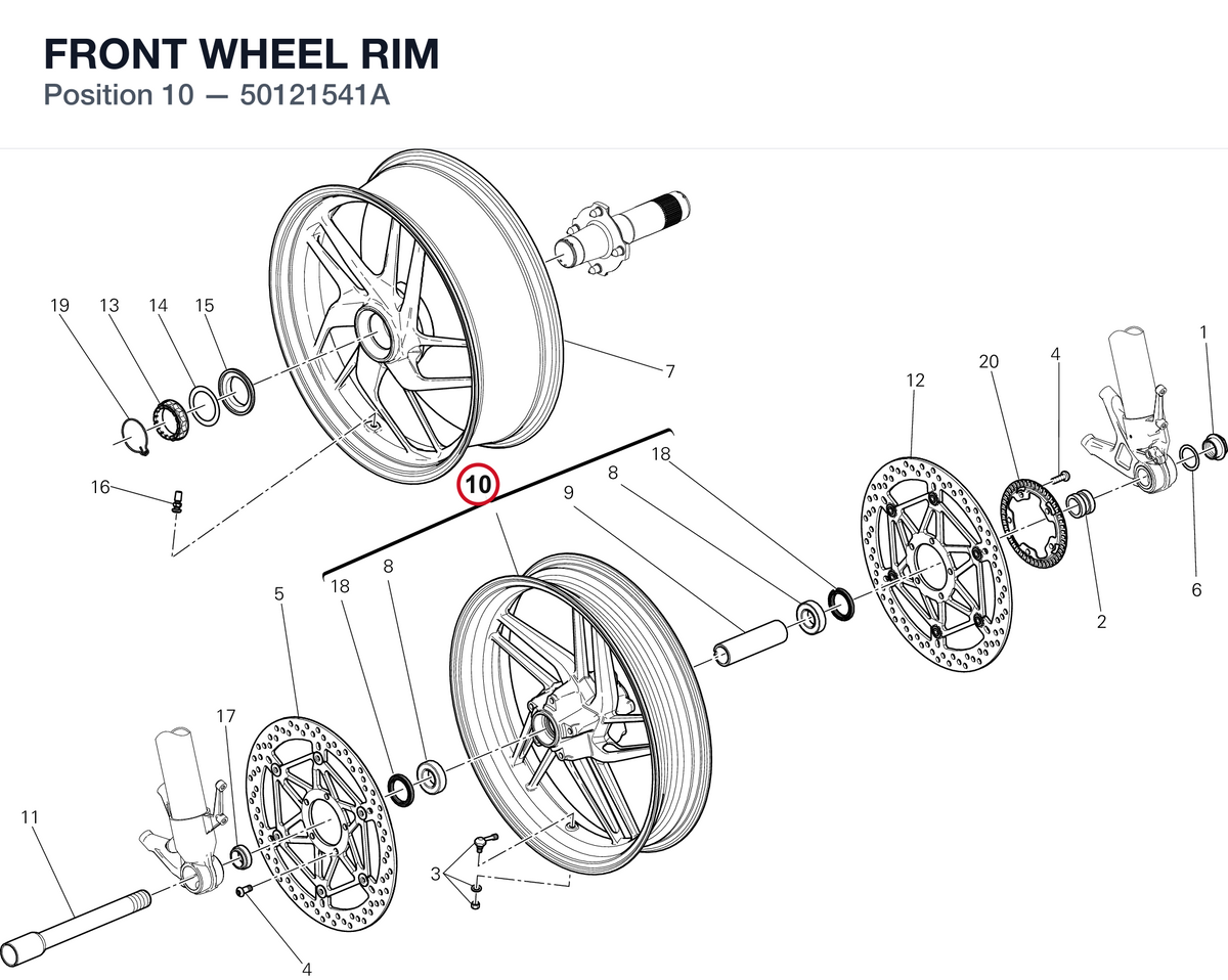 FRONT WHEEL RIM 50121541A diagram position