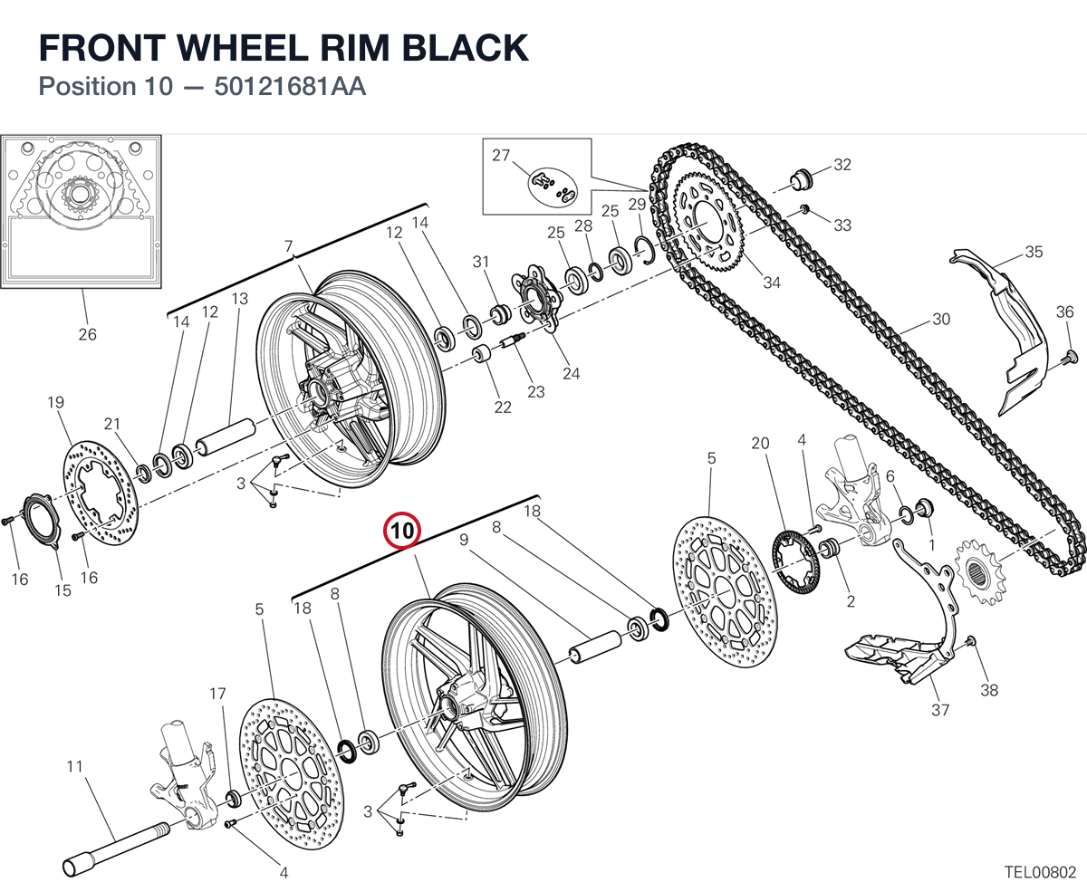 FRONT WHEEL RIM BLACK 50121681AA diagram position