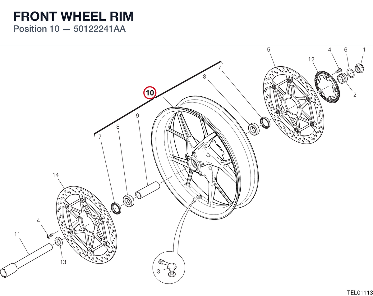 FRONT WHEEL RIM 50122241AA diagram position