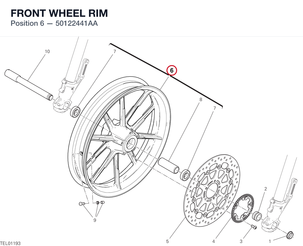 FRONT WHEEL RIM 50122441AA diagram position