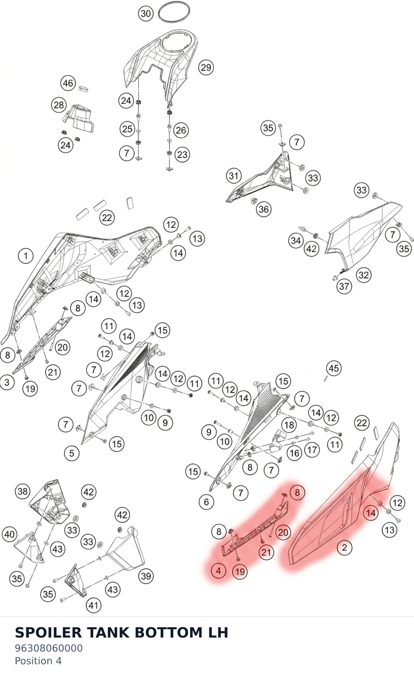 Diagram preview: SPOILER TANK BOTTOM LH (96308060000)
