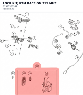 Diagram preview: LOCK KIT, KTM RACE ON 315 MHZ (61911366144)