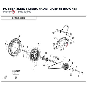 RUBBER SLEEVE LINER, FRONT LICENSE BRACKET product image