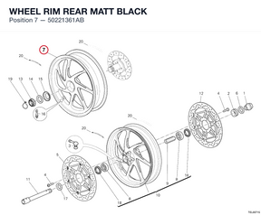 WHEEL RIM REAR MATT BLACK 50221361AB diagram position