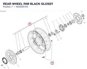 REAR WHEEL RIM BLACK GLOSSY 50222561AA diagram position