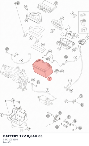 Diagram preview: BATTERY 12V 8,6AH 03 (58411053100)
