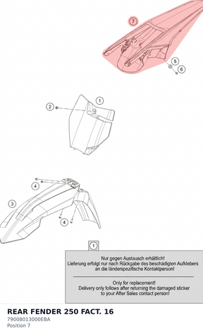 Diagram preview: REAR FENDER 250 FACT. 16 (79008013000EBA)