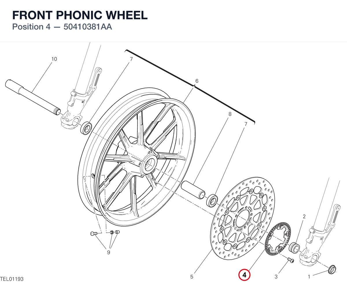 FRONT PHONIC WHEEL 50410381AA diagram position