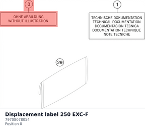 Diagram preview: Displacement label 250 EXC-F (79708078054)