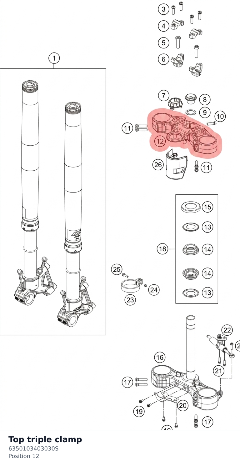 Diagram preview: Top triple clamp (6350103403030S)