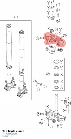 Diagram preview: Top triple clamp (6350103403030S)