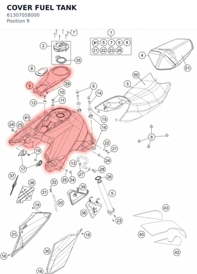 Diagram preview: COVER FUEL TANK (61307058000)