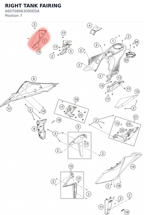 Diagram preview: RIGHT TANK FAIRING (A60708063000EDA)