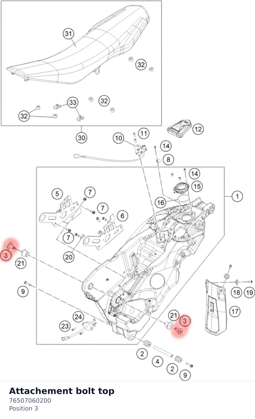 Diagram preview: Attachement bolt top (76507060200)