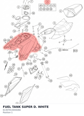 Diagram preview: FUEL TANK SUPER D. WHITE (6130701304428A)