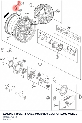 Diagram preview: GASKET RUB. 17X5'' CPL.W. VALVE (75010177044)