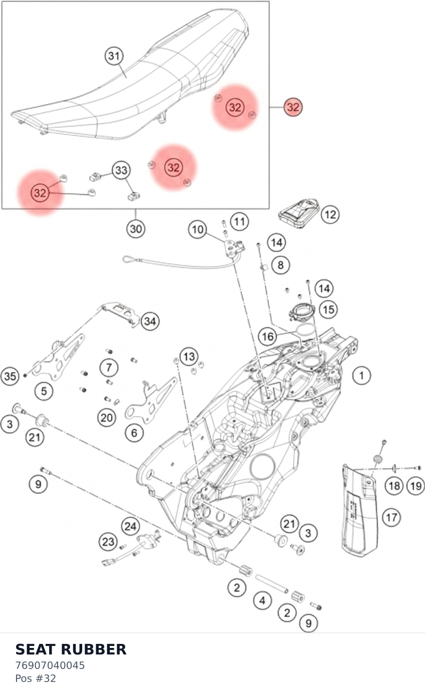 Diagram preview: SEAT RUBBER (76907040045)