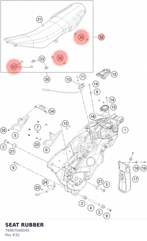 Diagram preview: SEAT RUBBER (76907040045)