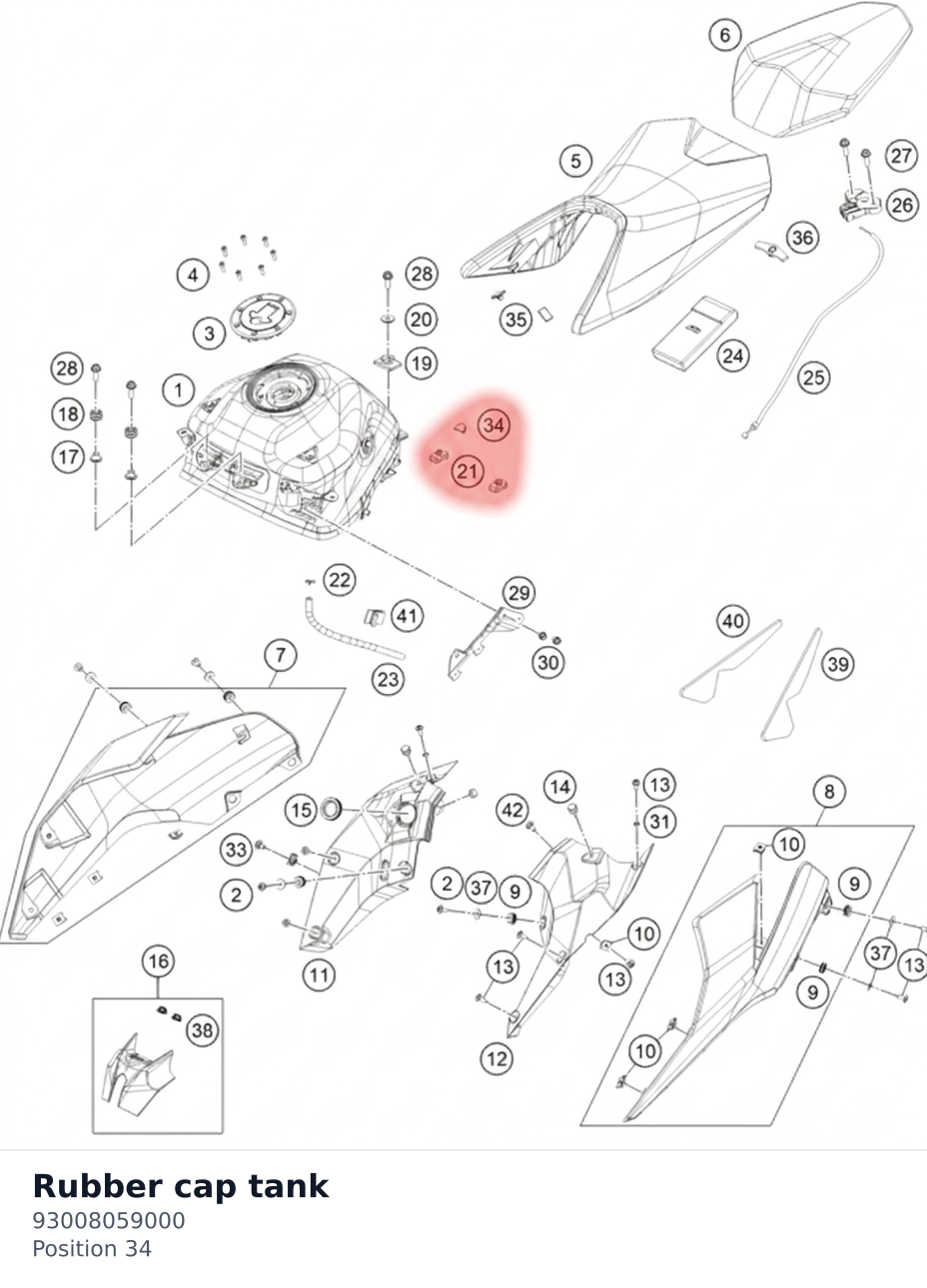 Diagram preview: Rubber cap tank (93008059000)