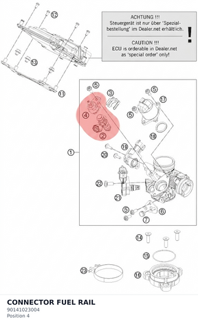 Diagram preview: CONNECTOR FUEL RAIL (90141023004)