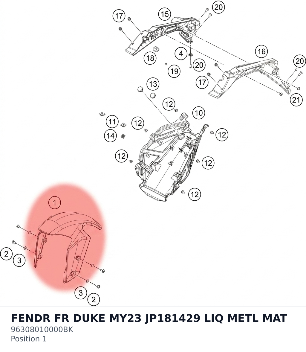 Diagram preview: FENDR FR DUKE MY23 JP181429 LIQ METL MAT (96308010000BK)