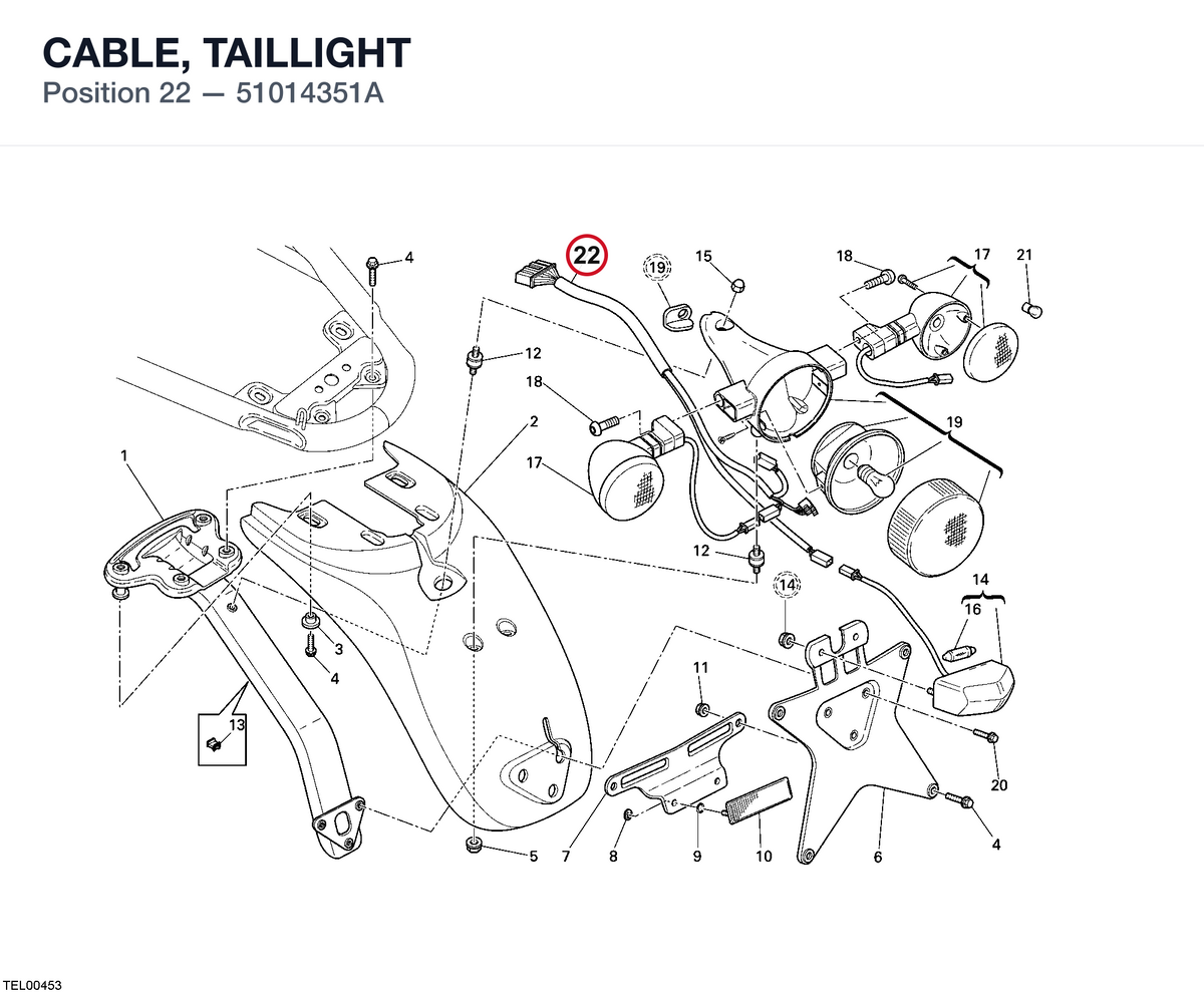 CABLE, TAILLIGHT 51014351A diagram position