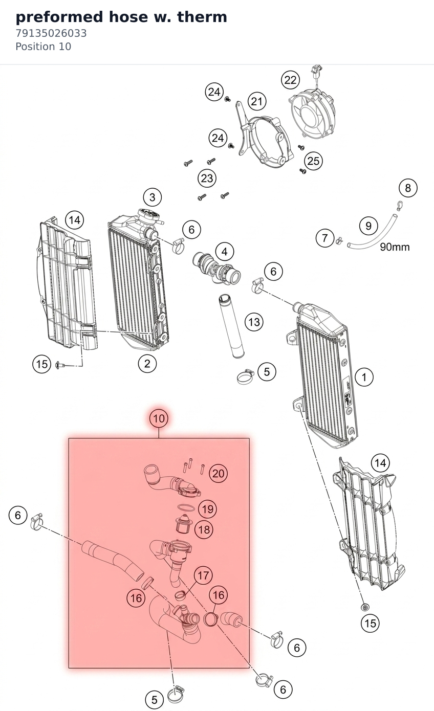 Diagram preview: preformed hose w. therm (79135026033)