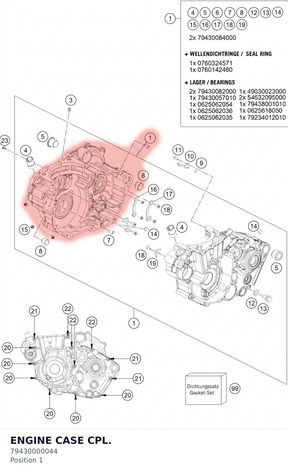 Diagram preview: ENGINE CASE CPL. (79430000044)