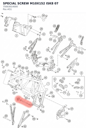 Diagram preview: SPECIAL SCREW M10X152 ISK8 07 (75003014000)