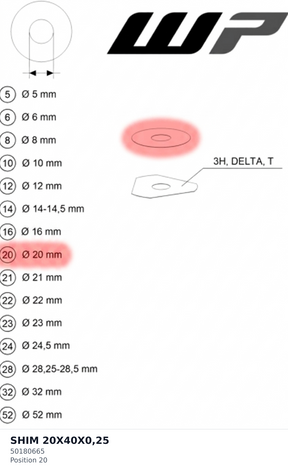 Diagram preview: SHIM 20X40X0,25 (50180665)