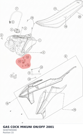 Diagram preview: GAS COCK MIKUNI ON/OFF 2001 (50307005000)