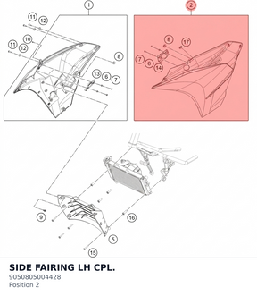 Diagram preview: SIDE FAIRING LH CPL. (9050805004428)