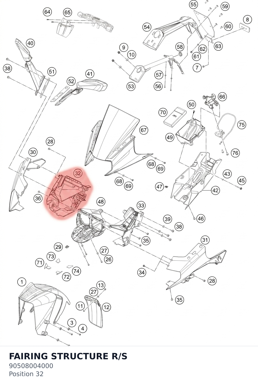 Diagram preview: FAIRING STRUCTURE R/S (90508004000)