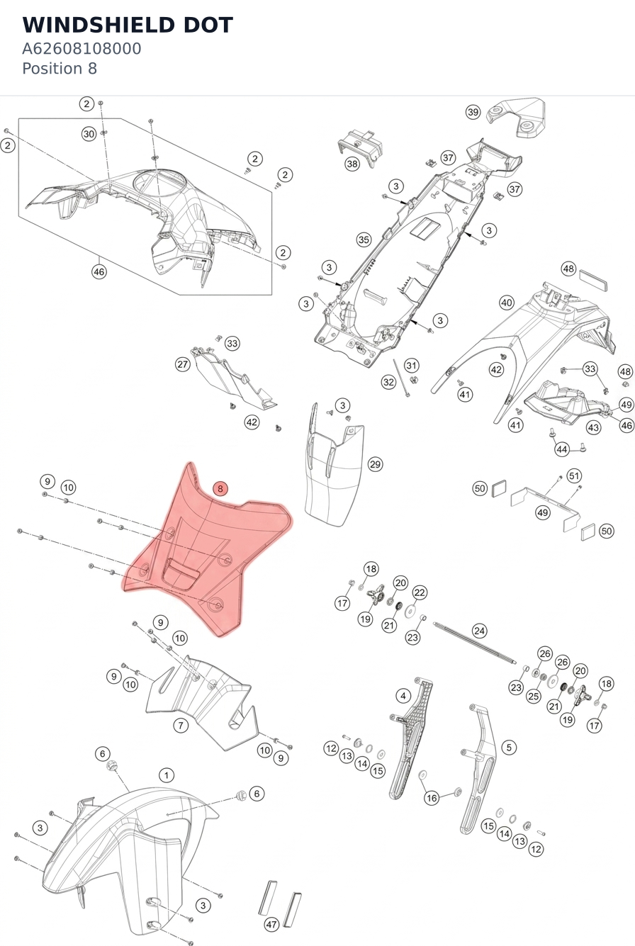 Diagram preview: WINDSHIELD DOT (A62608108000)