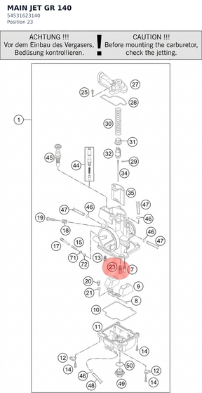 Diagram preview: MAIN JET GR 140 (54531623140)