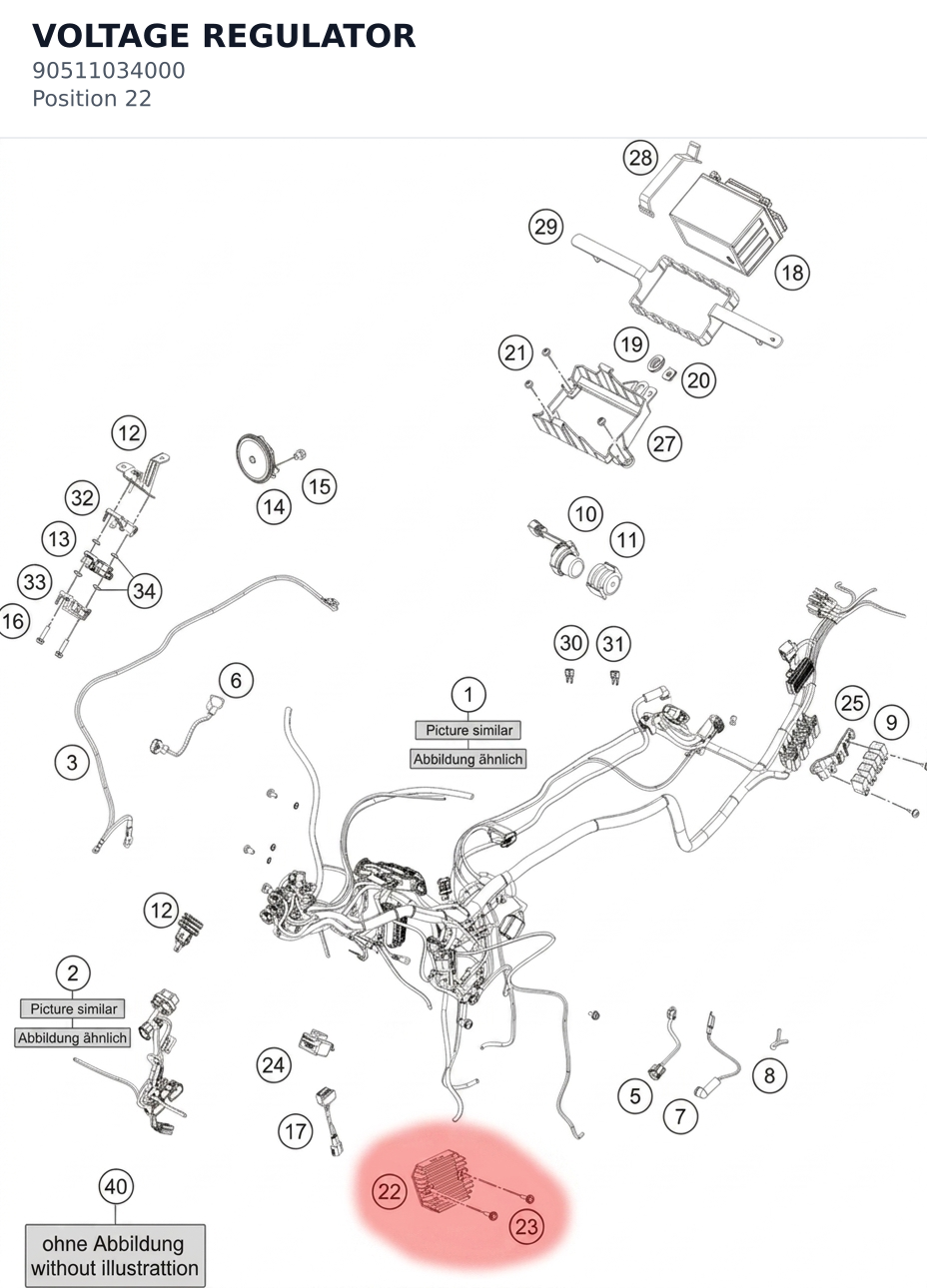 Diagram preview: VOLTAGE REGULATOR (90511034000)