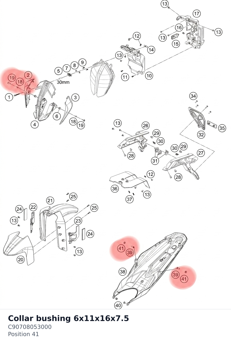 Diagram preview: Collar bushing 6x11x16x7.5 (C90708053000)