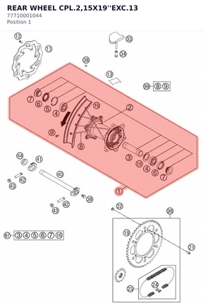 Diagram preview: REAR  WHEEL CPL.2,15X19''EXC.13 (77710001044)