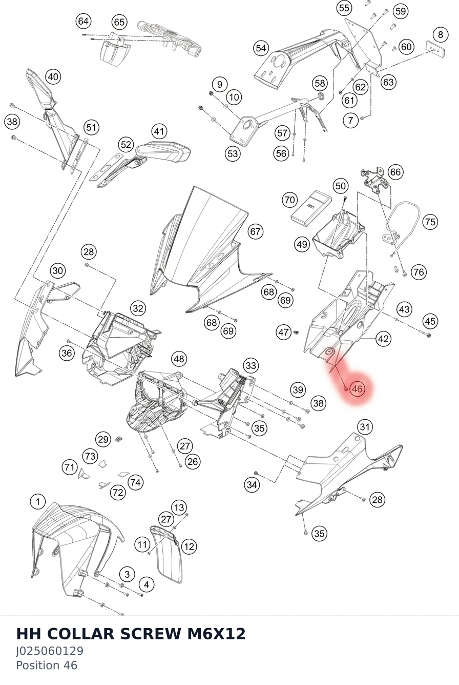 Diagram preview: HH COLLAR SCREW M6X12 (J025060129)