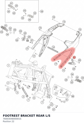 Diagram preview: FOOTREST BRACKET REAR L/S (7600304800001S)