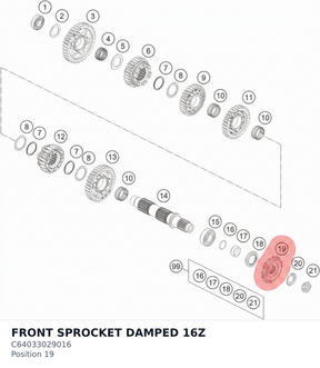 Diagram preview: FRONT SPROCKET DAMPED 16Z (C64033029016)
