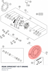 Diagram preview: REAR SPROCKET 45-T ORANG (5831015104504)