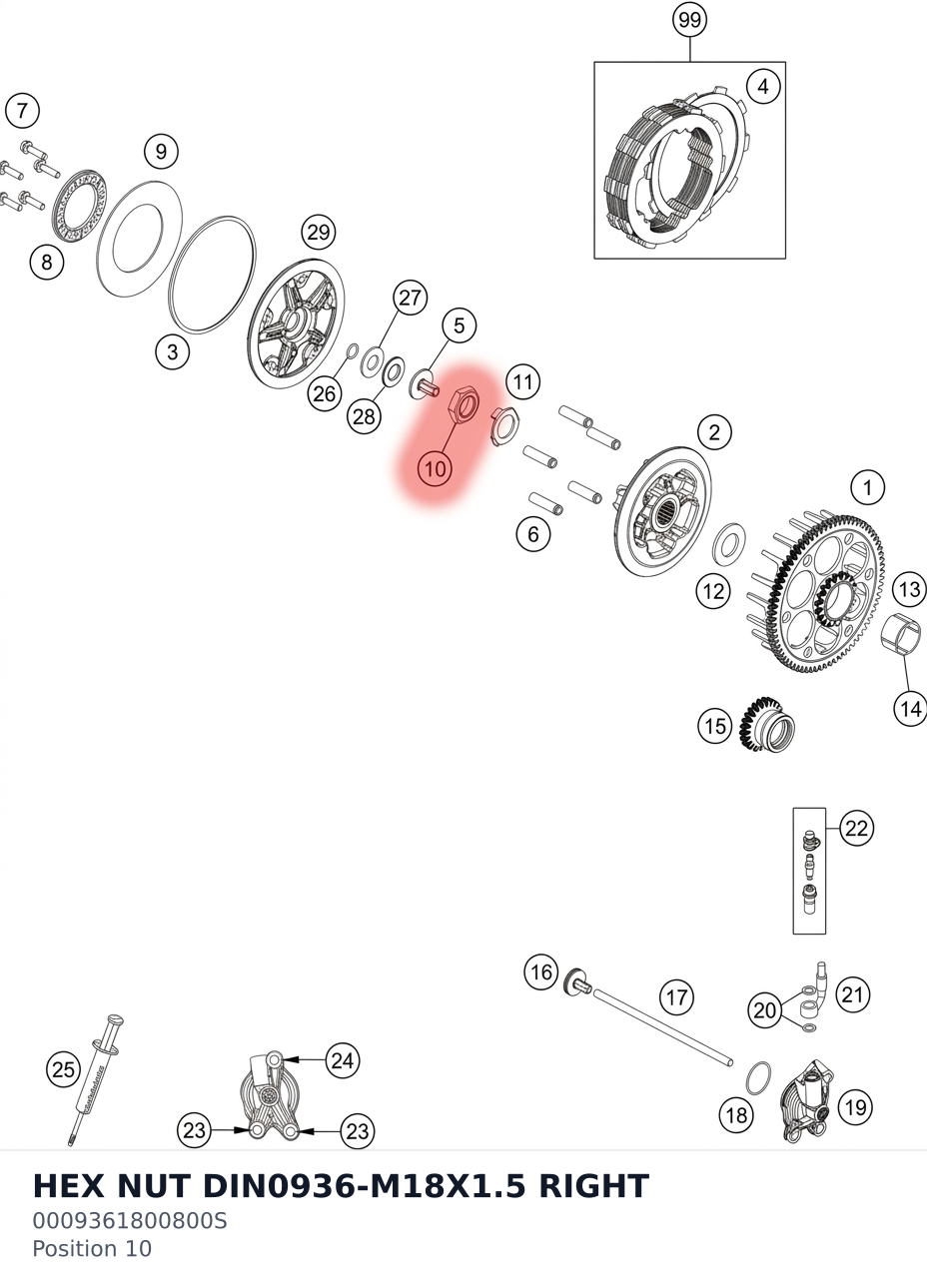 Diagram preview: HEX NUT DIN0936-M18X1.5 RIGHT (0009361800800S)