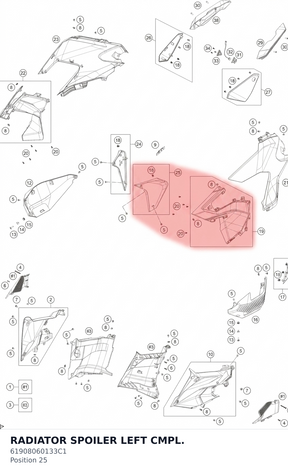 Diagram preview: RADIATOR SPOILER LEFT CMPL. (61908060133C1)