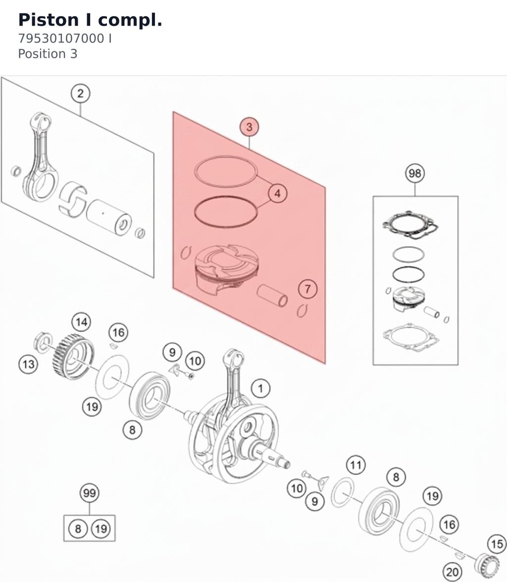 Diagram preview: Piston I compl. (79530107000 I)