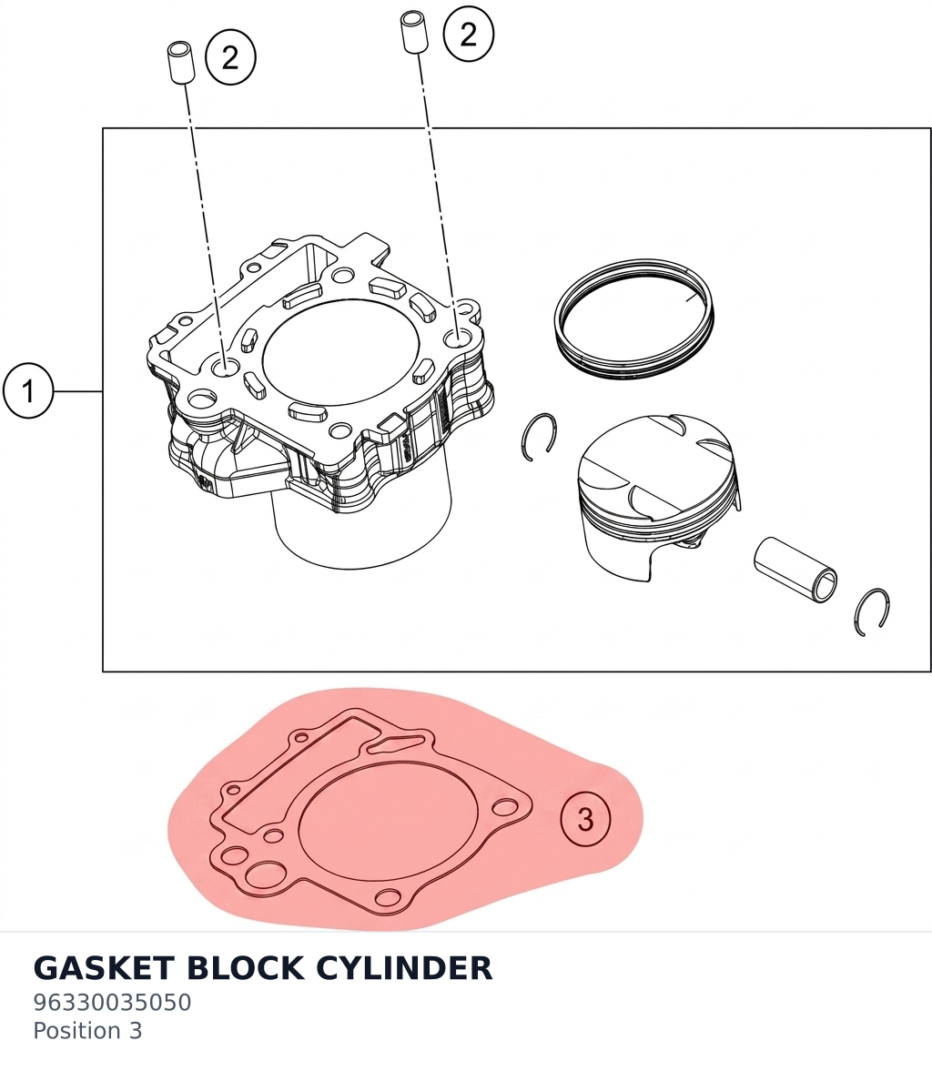 Diagram preview: GASKET BLOCK CYLINDER (96330035050)