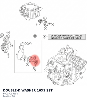 Diagram preview: DOUBLE-D WASHER 16X1 SST (60035055150)