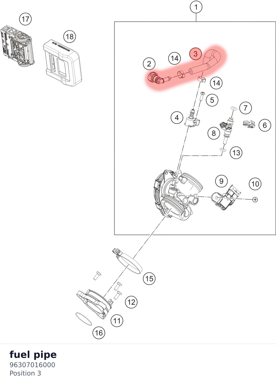 Diagram preview: fuel pipe (96307016000)