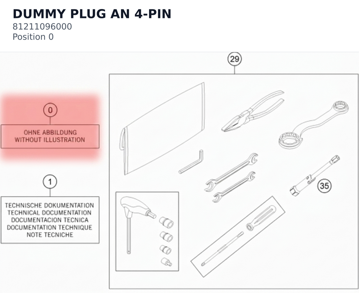 Diagram preview: DUMMY PLUG AN 4-PIN (81211096000)